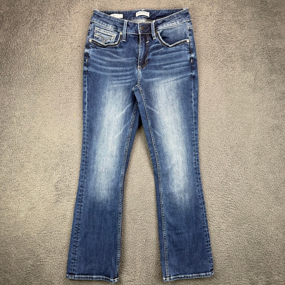Vigoss Womens Size 6 Boot Cut Blue Denim Jeans Dark Wash Stretch Cotton Blend